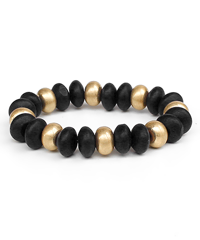 Wood & Metal Beads Bracelet