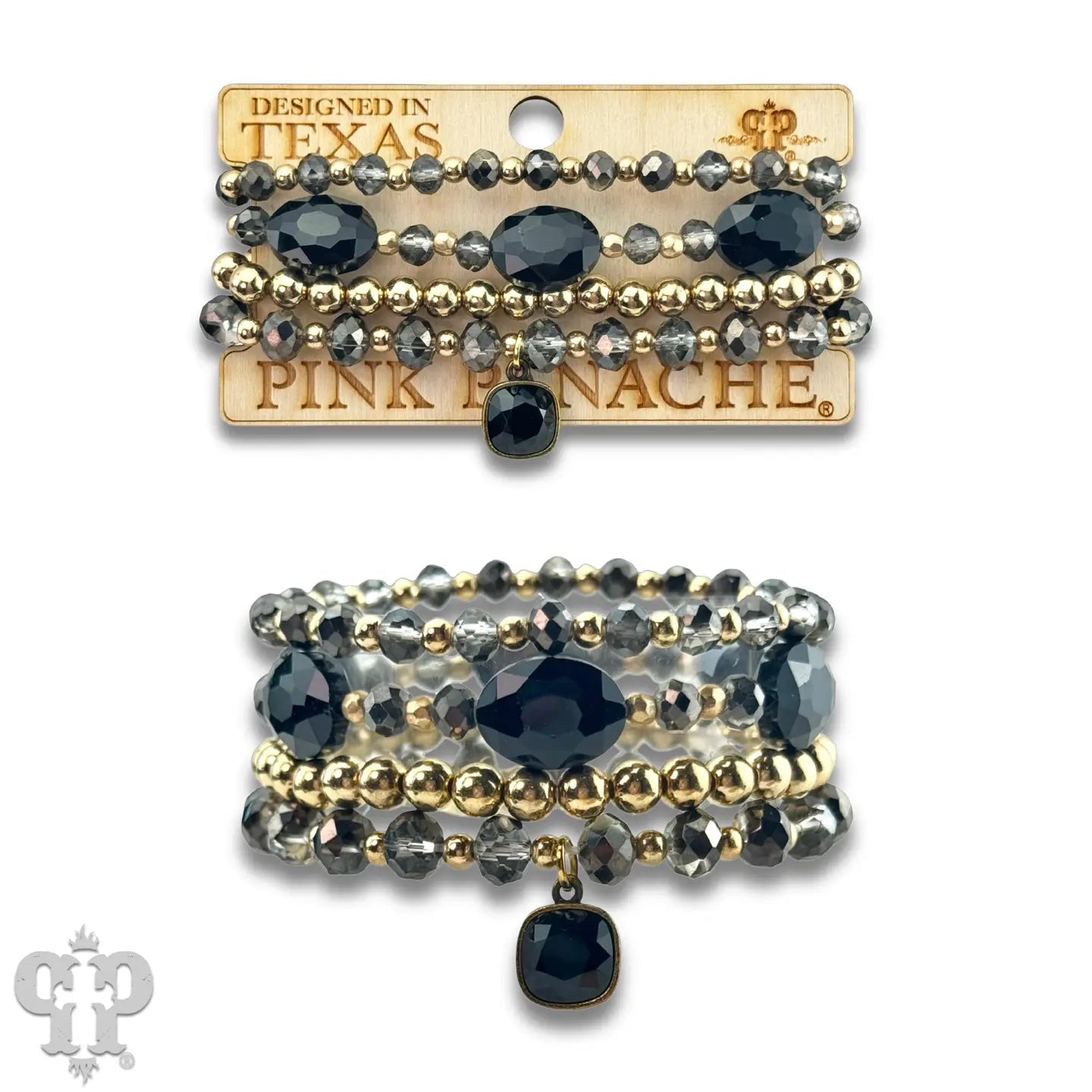 Four Strand Faceted Bead Bracelet with Austrian Crystal