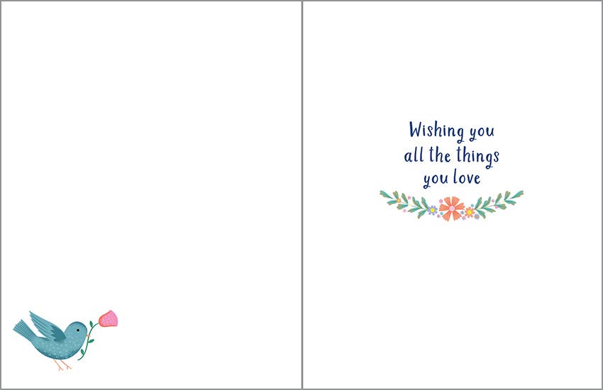 Books & Bird Birthday Greeting Card
