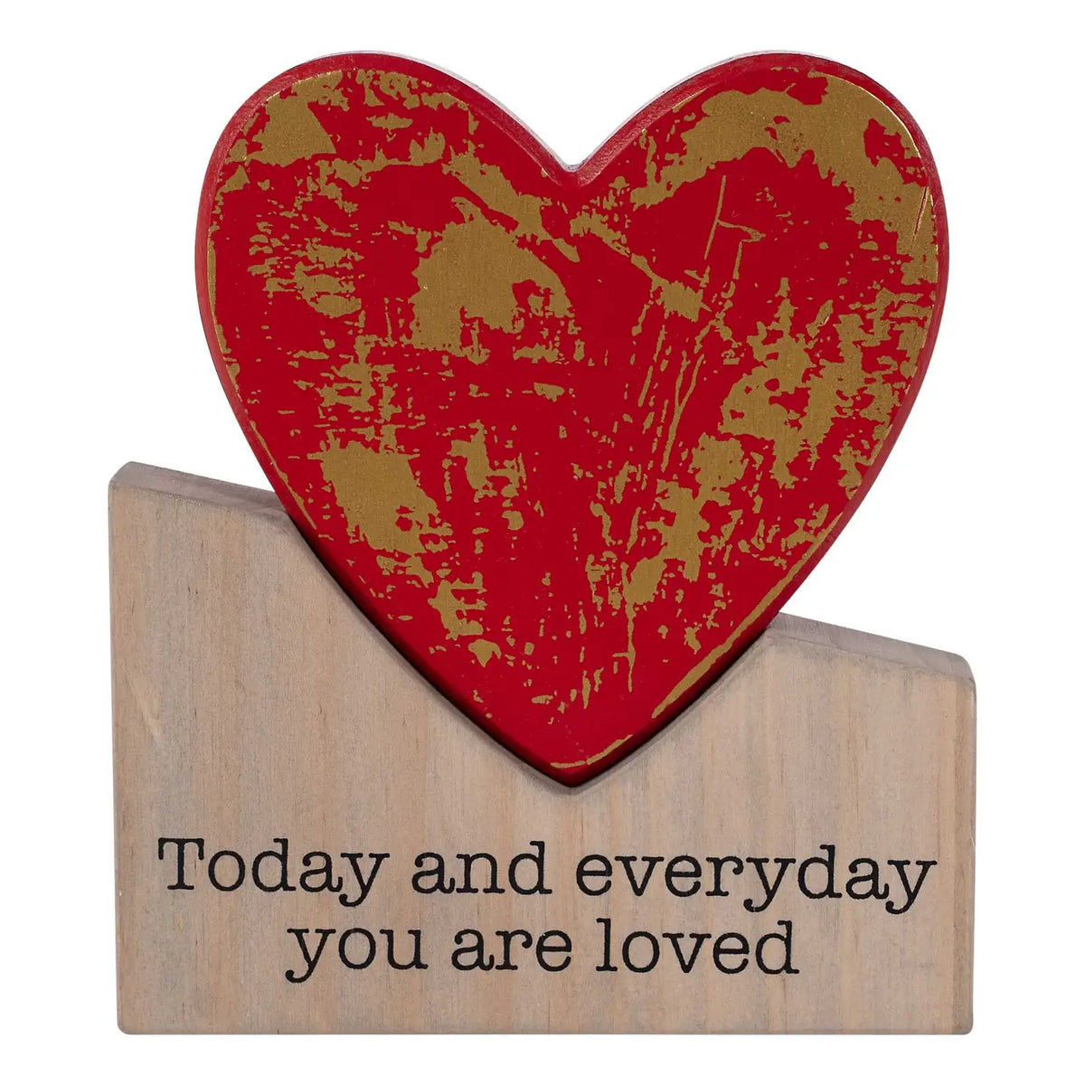 Gold/Red Heart Wood Block