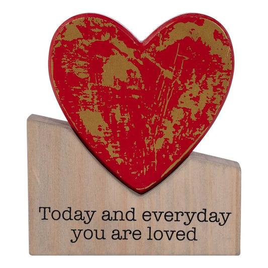 Gold/Red Heart Wood Block