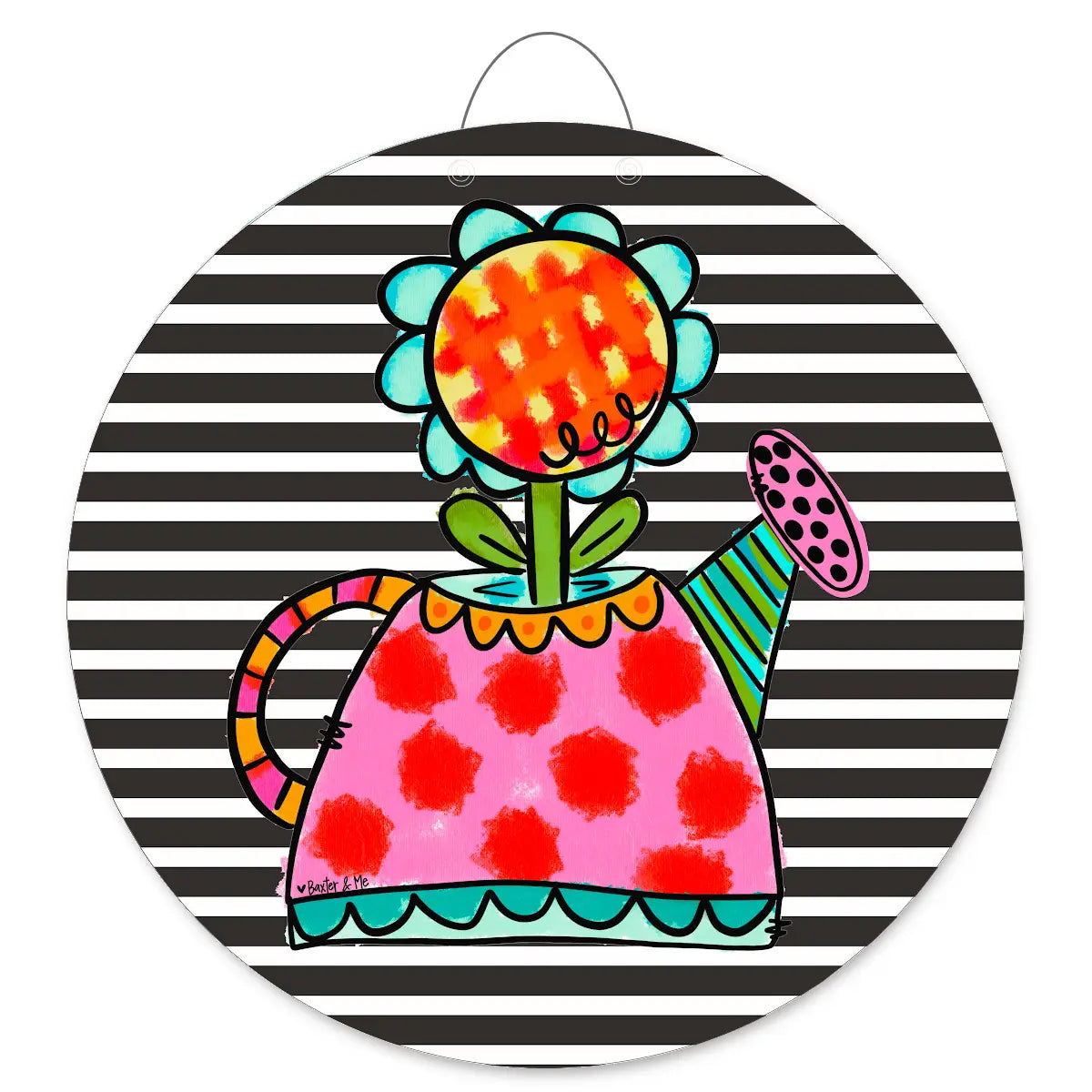 Striped Funky Flower Can Door Hanger