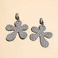 Hammered Silver Poppy Flower Statement Earrings