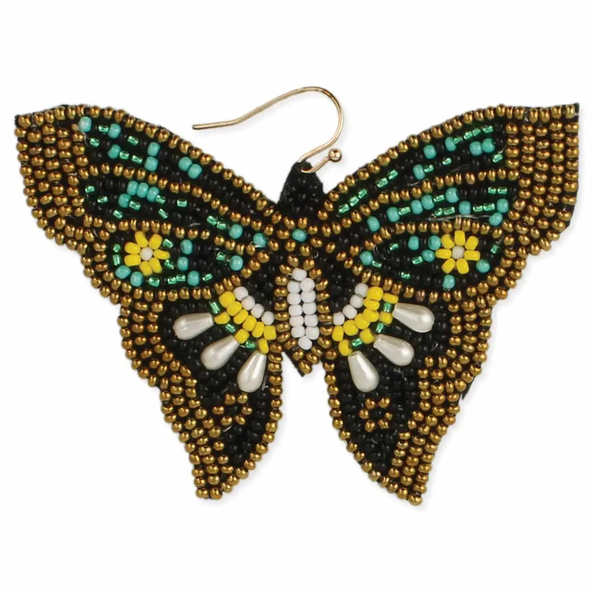 Vintage Embroidered Butterfly Earrings