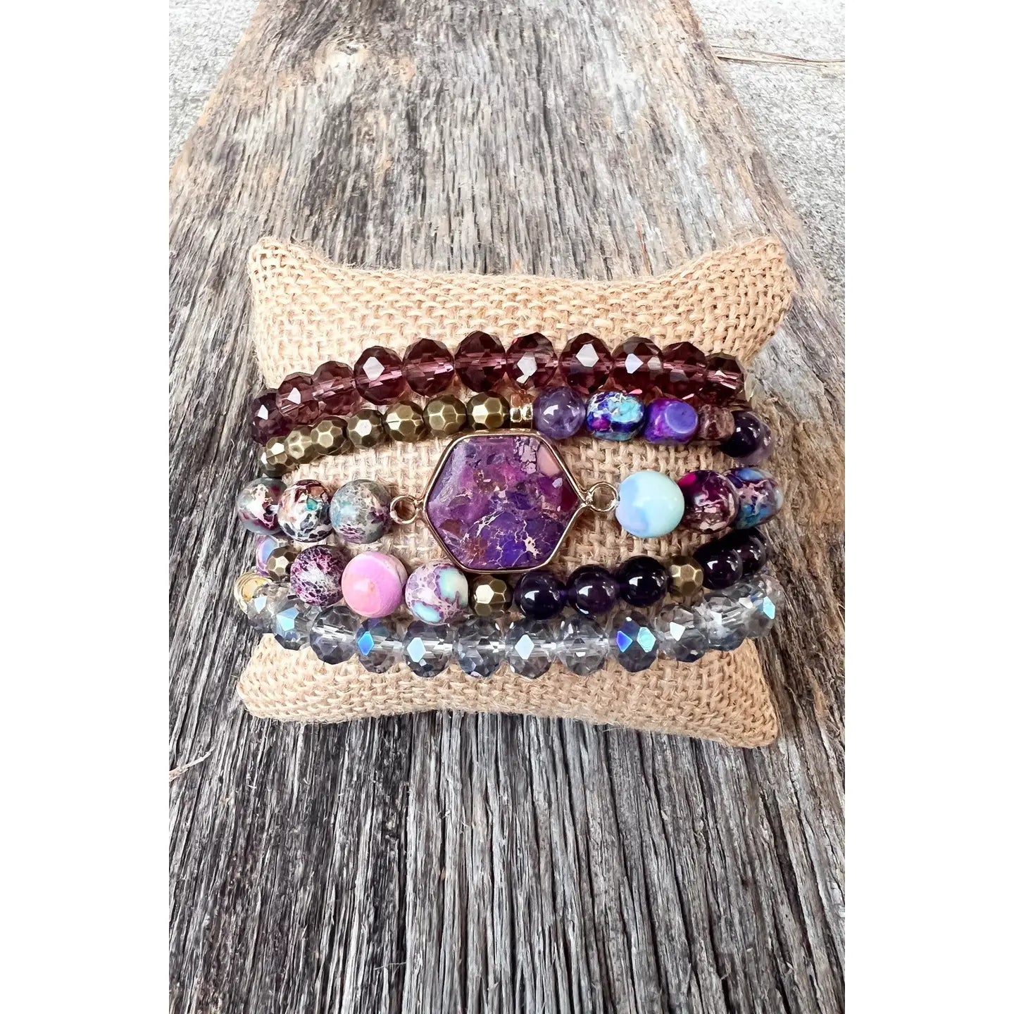 Purple Beaded Bracelet Set