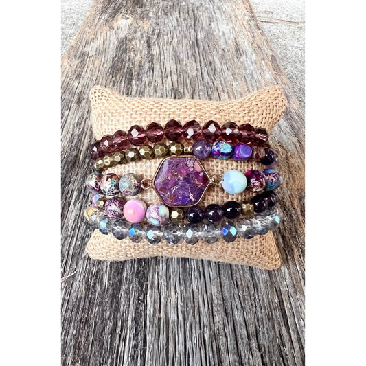 Purple Beaded Bracelet Set