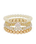 4 Row Glass Accent Multi Beads Bracelet