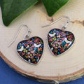 Retro Love Floral Print Heart Earrings