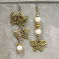 Just Golden Pearl Butterfly Earrings
