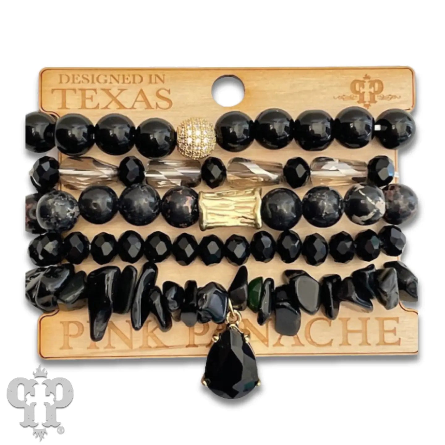 Mixed Stone & Bead Five Strand Bracelet Set