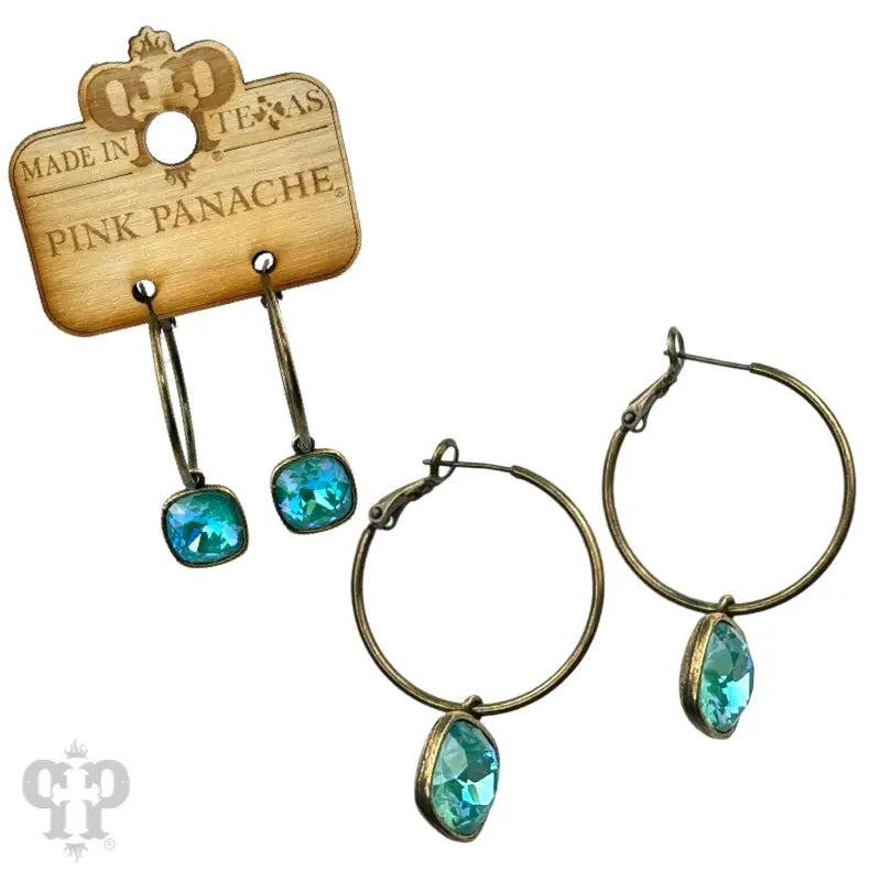 Square Austrian Crystal Hoop Earrings