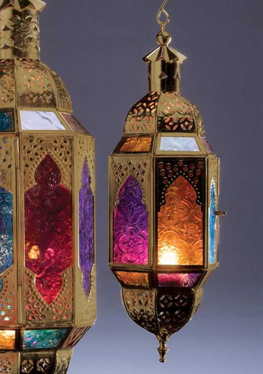 Gold Finish Hanging Multi Glass Lantern