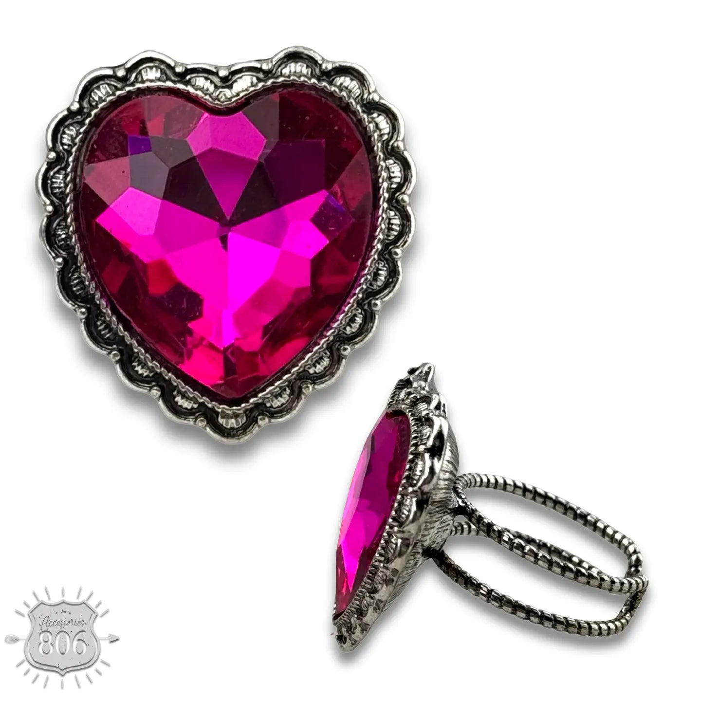Rhinestone Heart Ring