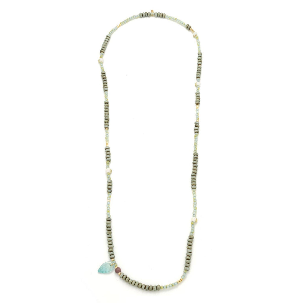 Ceramic Bead Wrap Bracelet/Necklace - Renewal/Leaf