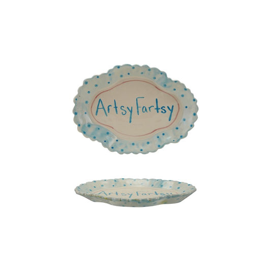 "Artsy Fartsy" Stoneware Scalloped Platter