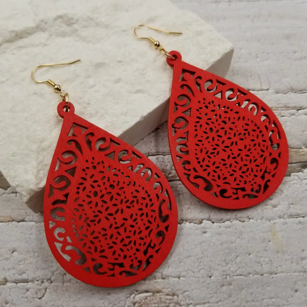 Abstract Boho Drop Wood Earrings