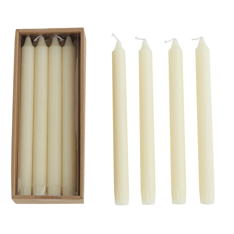 Cream Unscented Taper Candle Set