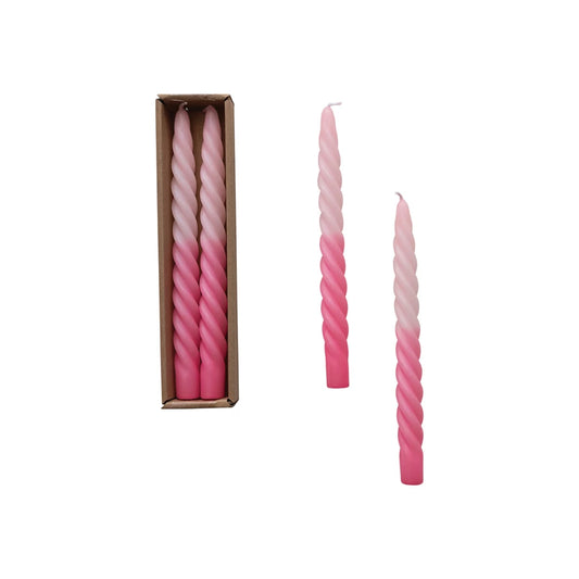Pink Ombre Unscented Twisted Taper Candles
