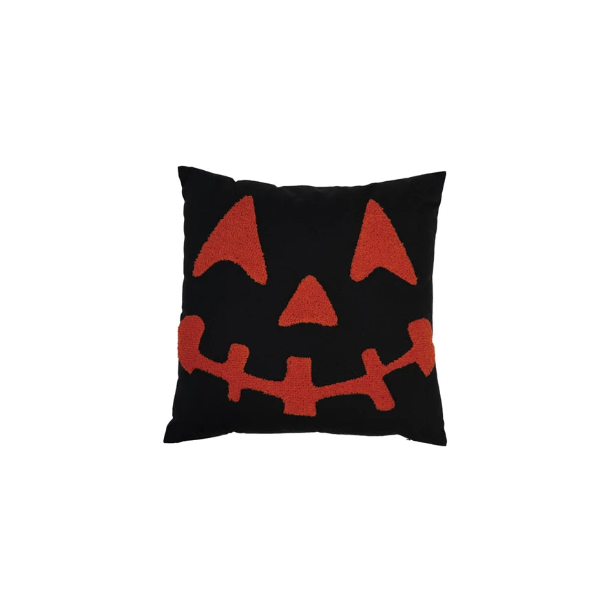 Jack-O-Lantern Embroidery Cotton Pillow