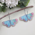 Soft Skies Blue Butterfly Silver Hoop Earrings