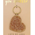 Gold Glitter Keychain - Heart