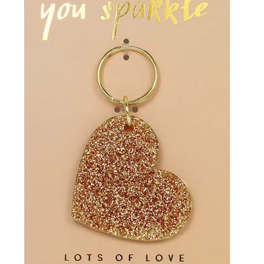 Gold Glitter Keychain - Heart