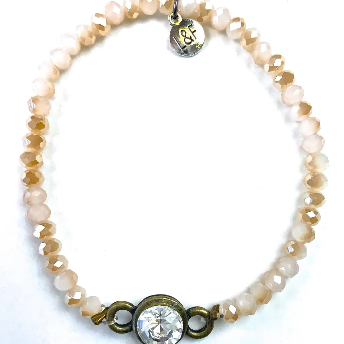 Faceted Glass Stretch & Crystal Beaded Bracelet