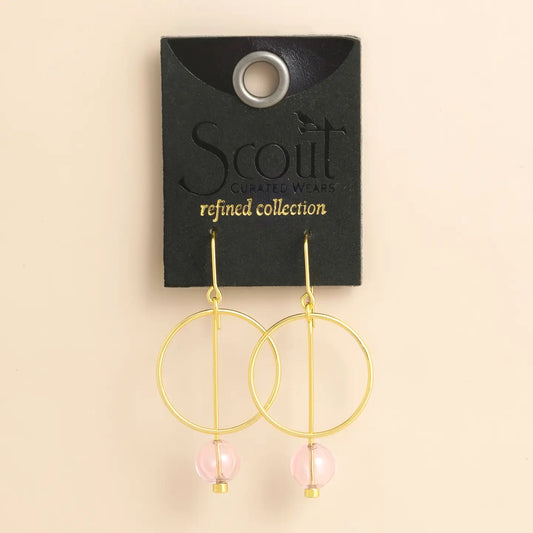 Refined Glass Drop Earrings - Pink/Gold
