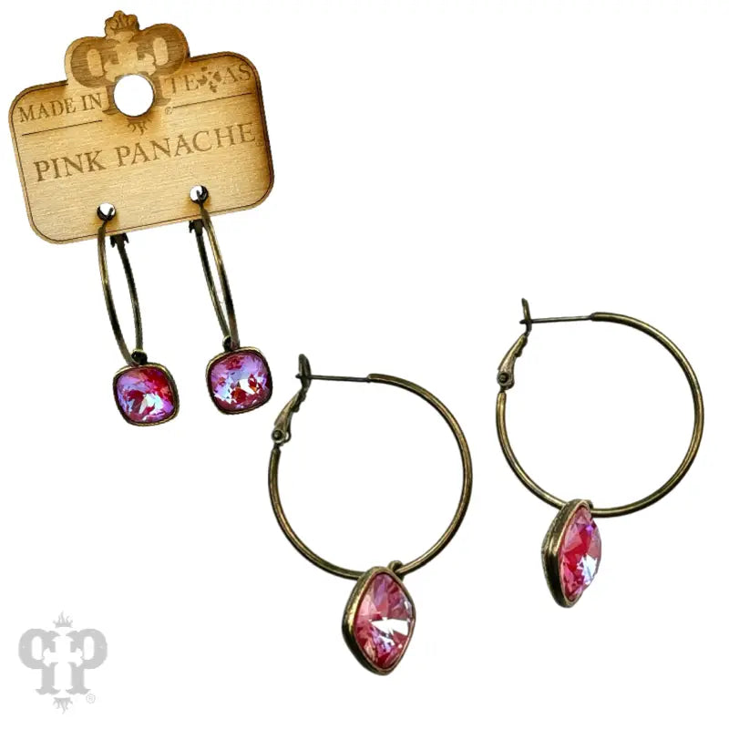Square Austrian Crystal Hoop Earrings
