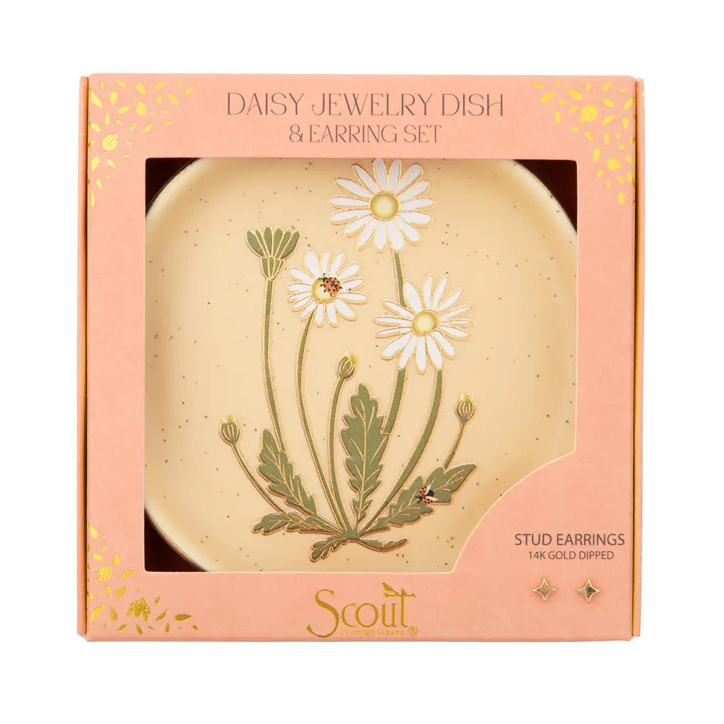Jewelry Dish & Stud Earring Set - Daisy