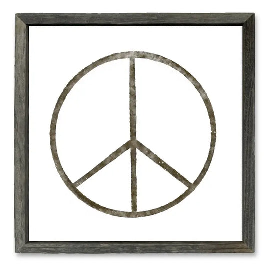 Gray Framed Peace Sign Wall Art