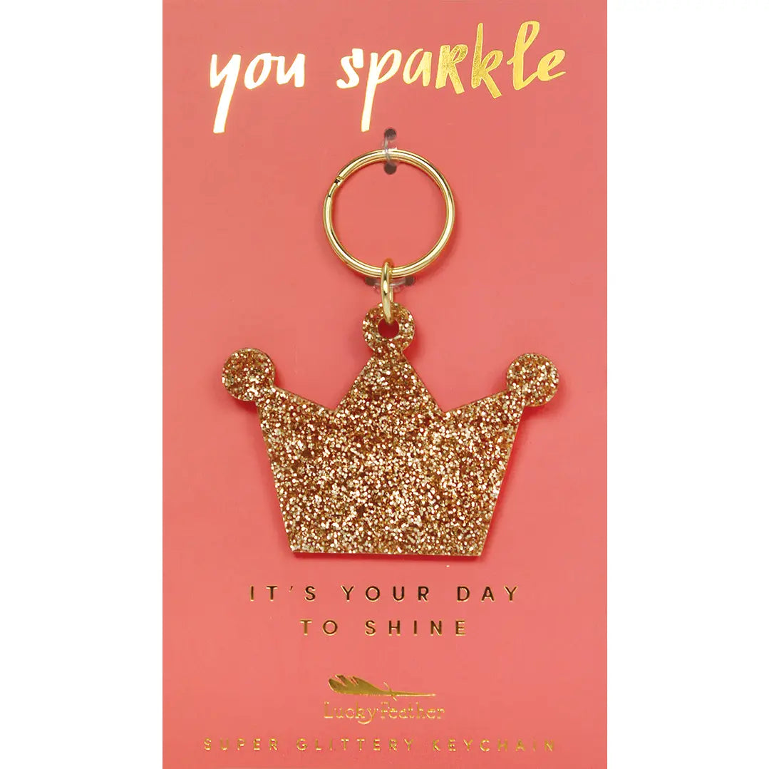 Gold Glitter Keychain - Crown