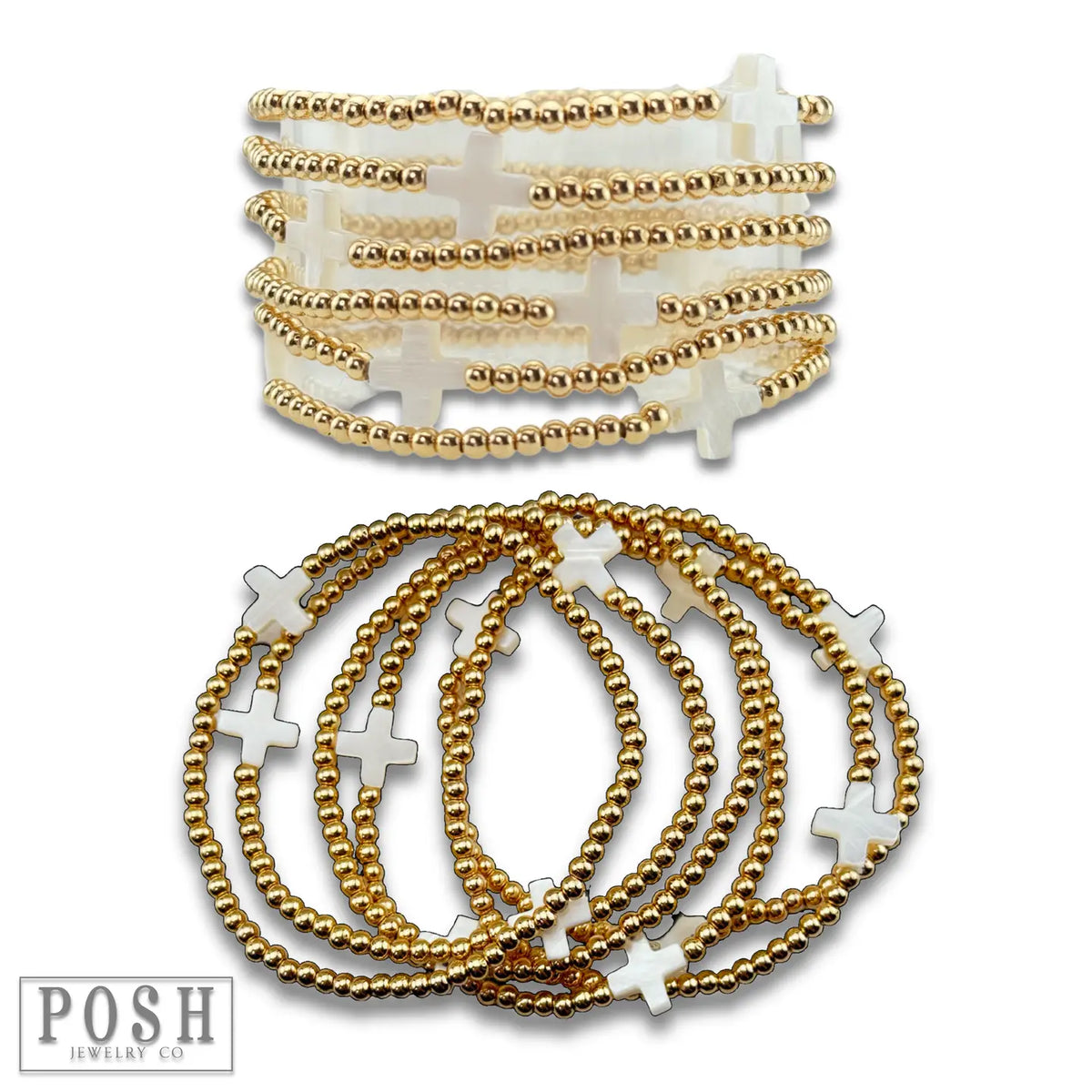 Beads & Cross Stack Bracelet Sets