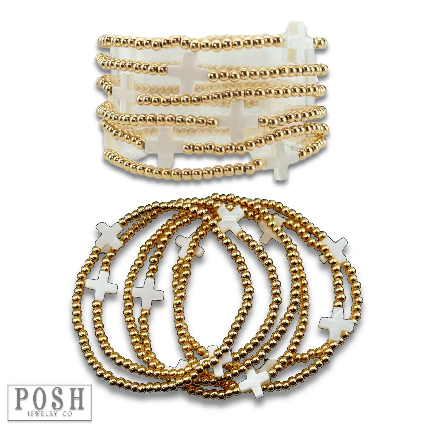 Beads & Cross Stack Bracelet Sets