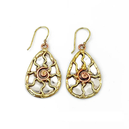 Handcrafted Mixed Metal Sun Earrings
