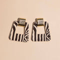 Ecru & Brown Zebra Avery Doorknocker Earrings