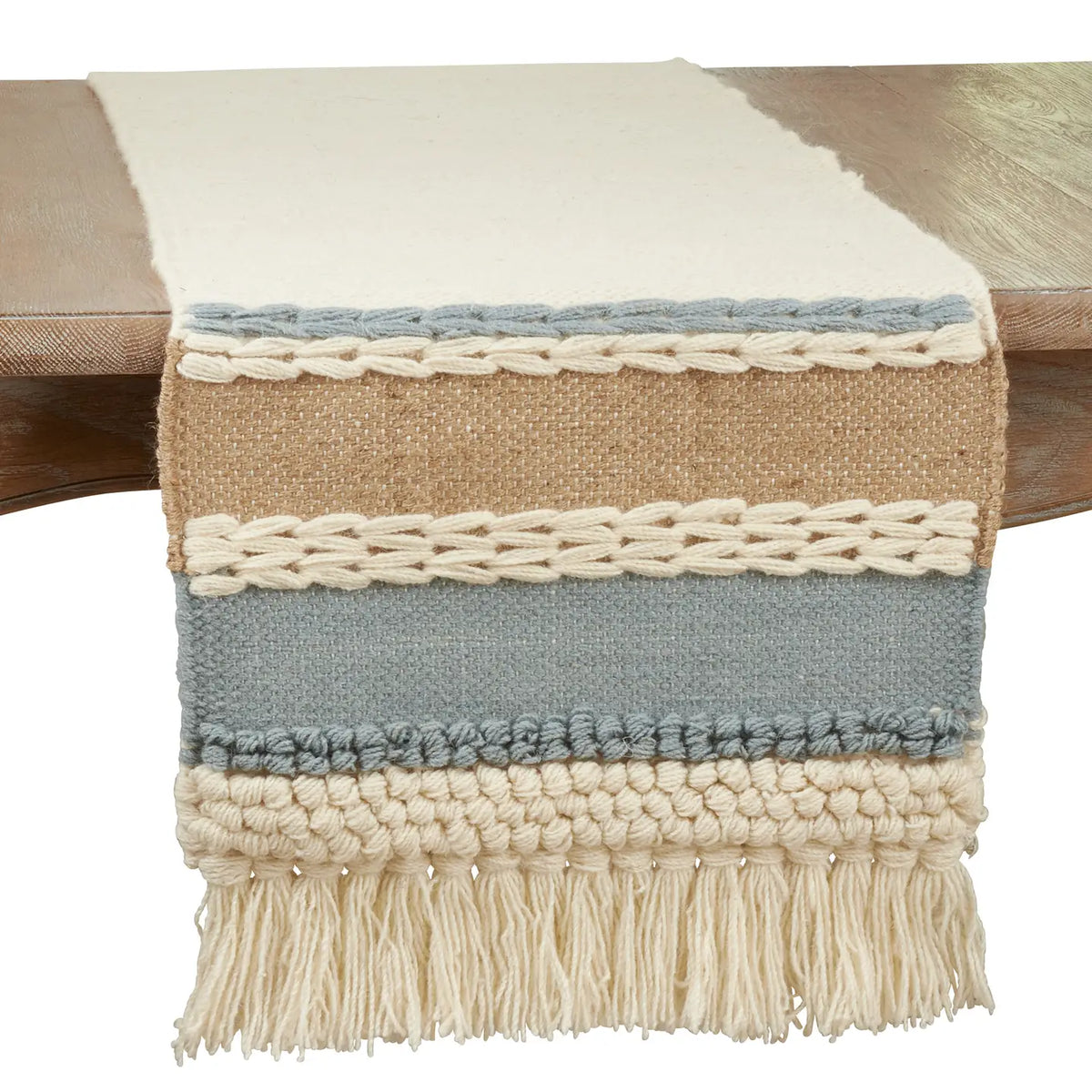 Blue Textured Boho Runner
