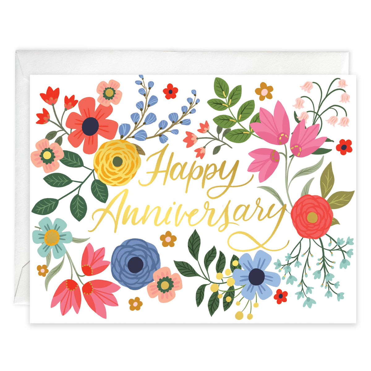 Summer Flowers Anniversary Card