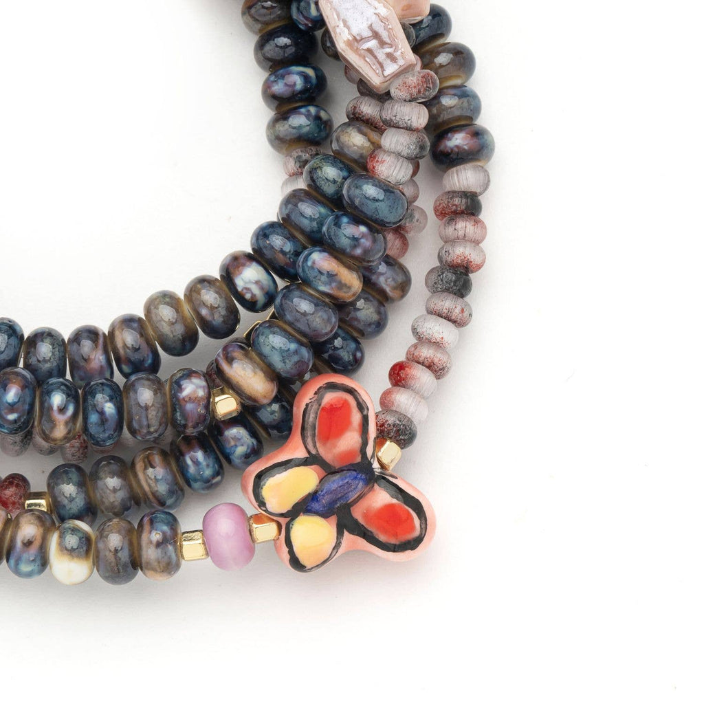 Ceramic Bead Wrap Bracelet/Necklace - Transformation/Butterfly