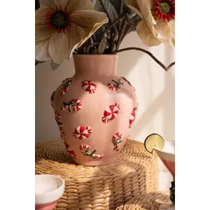 Ceramic Vase with Peppermint Detail