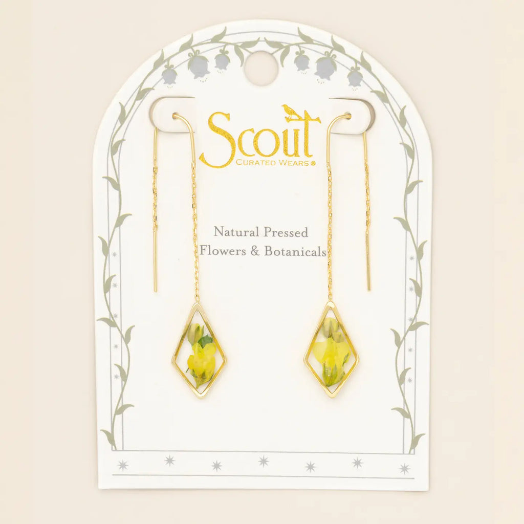 Pressed Flower Thread Earring - Yellow Baby's Breath/Gold