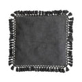 Charcoal Gray Cotton Pillow w/ Gold Thread-Wrapped Tassels