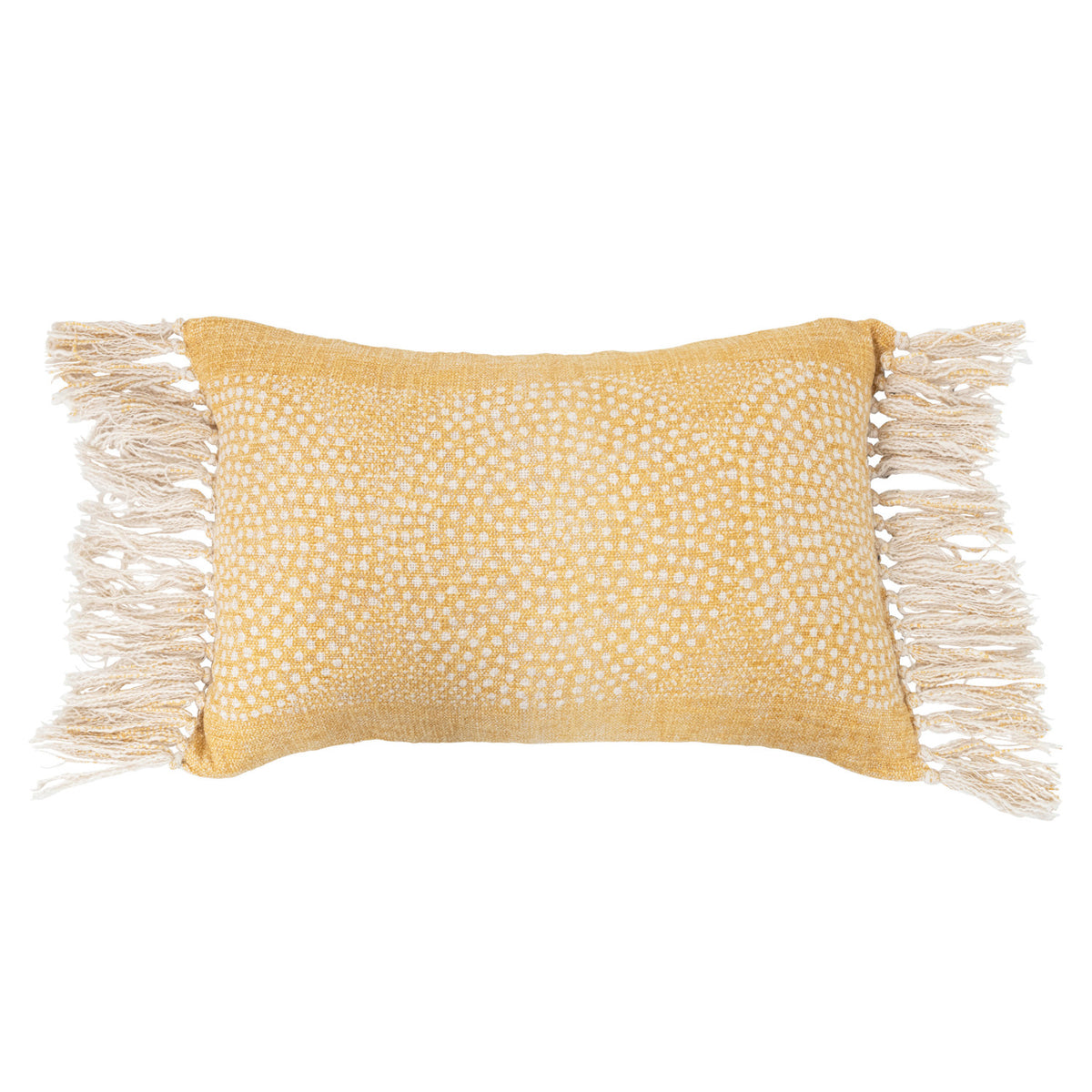 Lumbar Pillow w/ Dot Pattern & Fringe