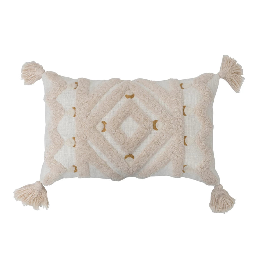 Ivory Cotton Tufted Lumbar Pillow