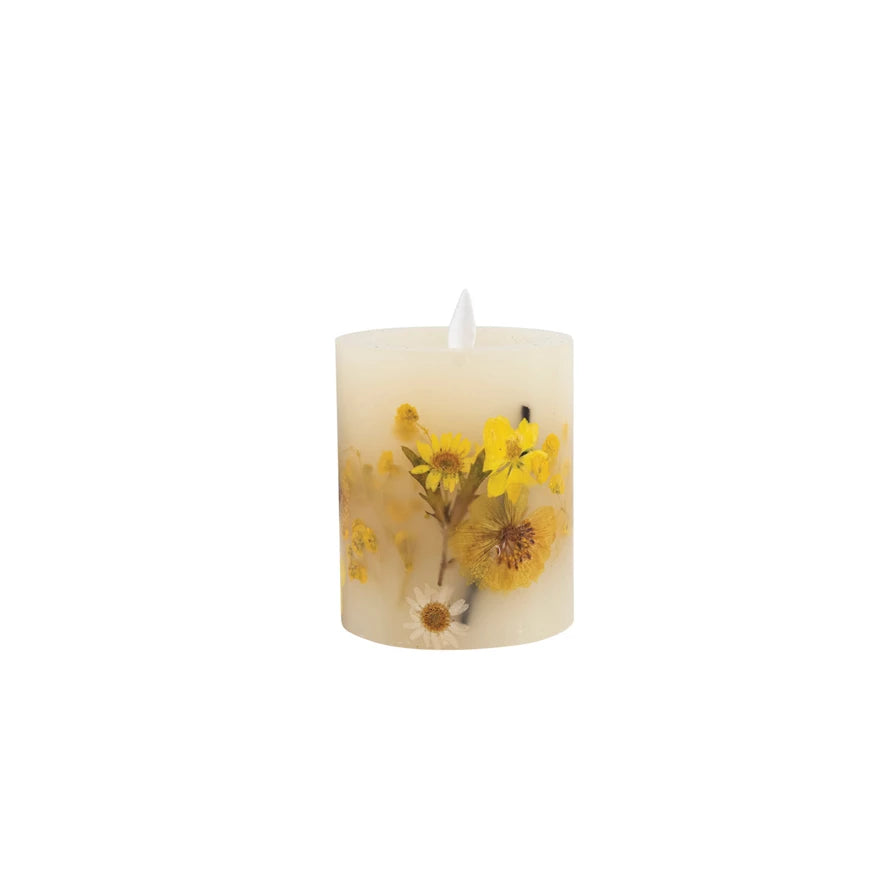 Botanicals & Daises Flameless Pillar Candle