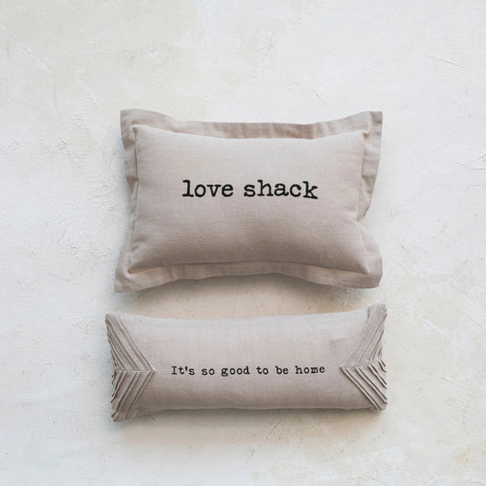 Cotton Chambray Printed Lumbar Pillow
