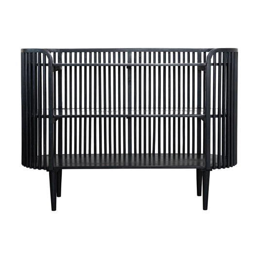 Black Mango Wood Slatted Console Table