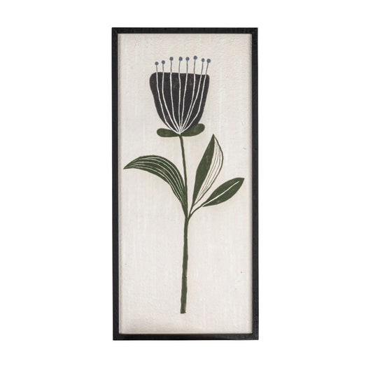 Black & White Wood Frame Flower Wall Decor