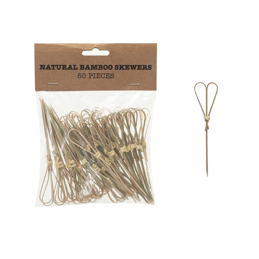 Bamboo Single Use Skewers w/ Heart Shaped Handles