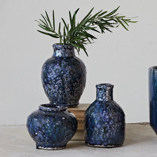 Blue Decorative Terra-Cotta Vases